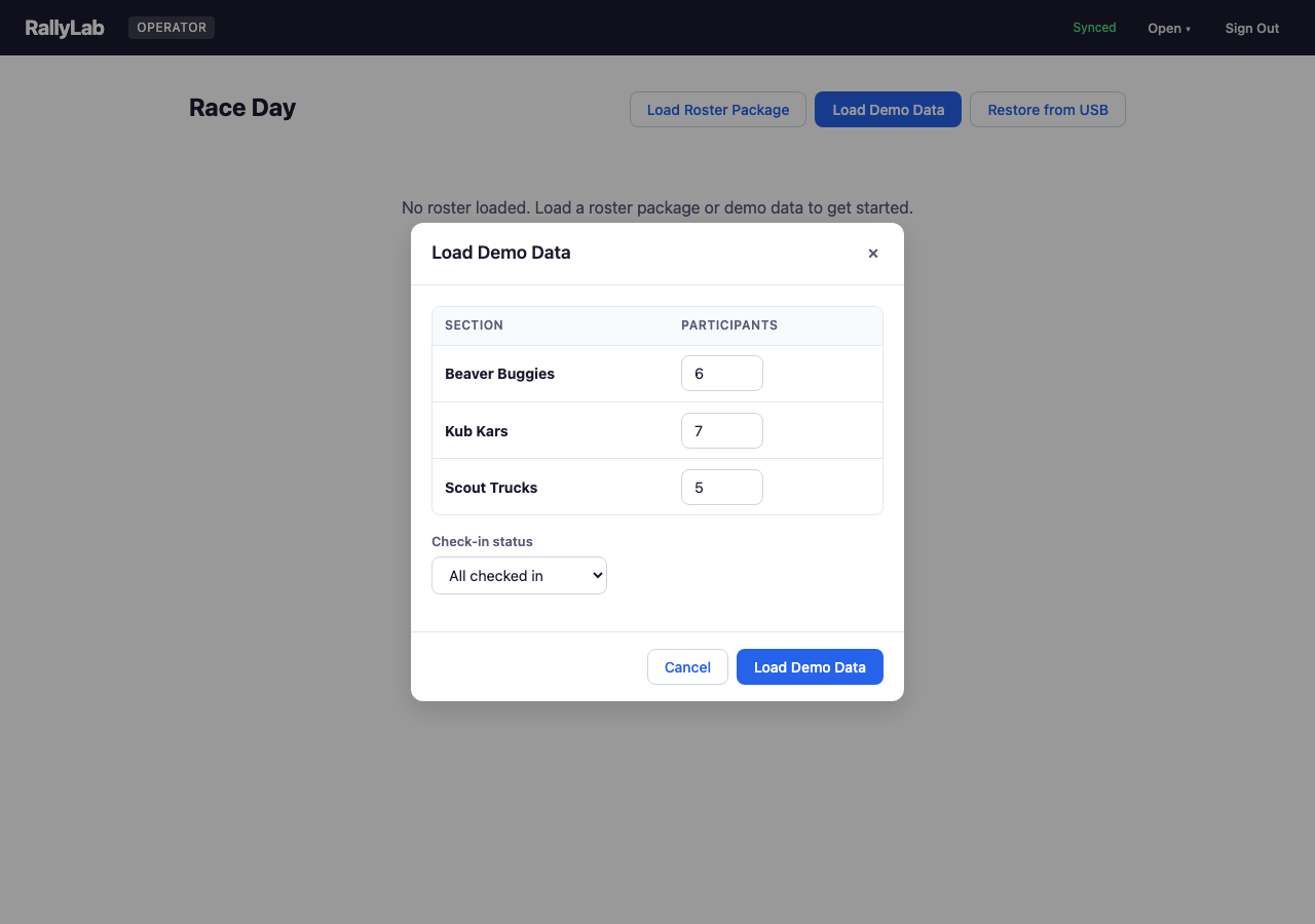 Load Demo Data Dialog