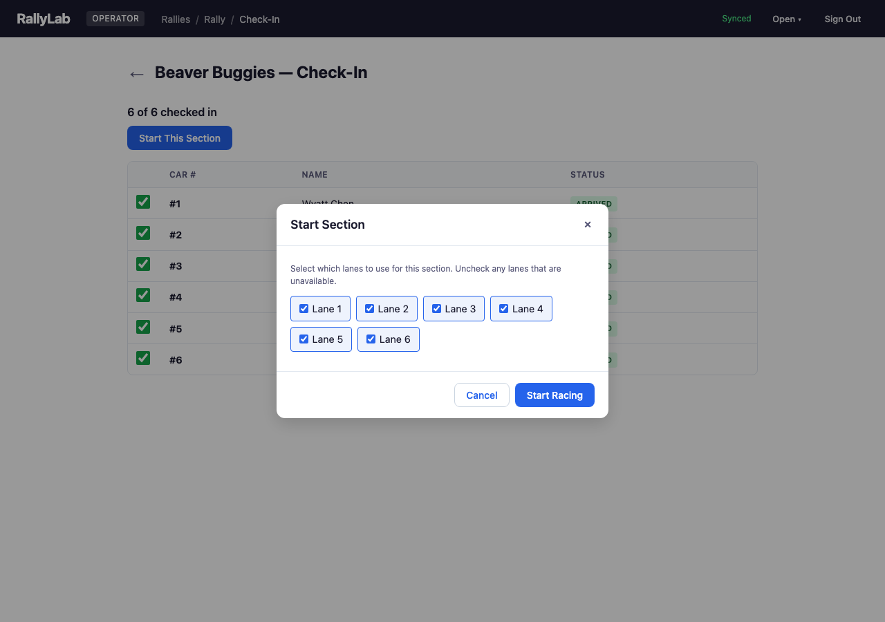 Start Section Dialog