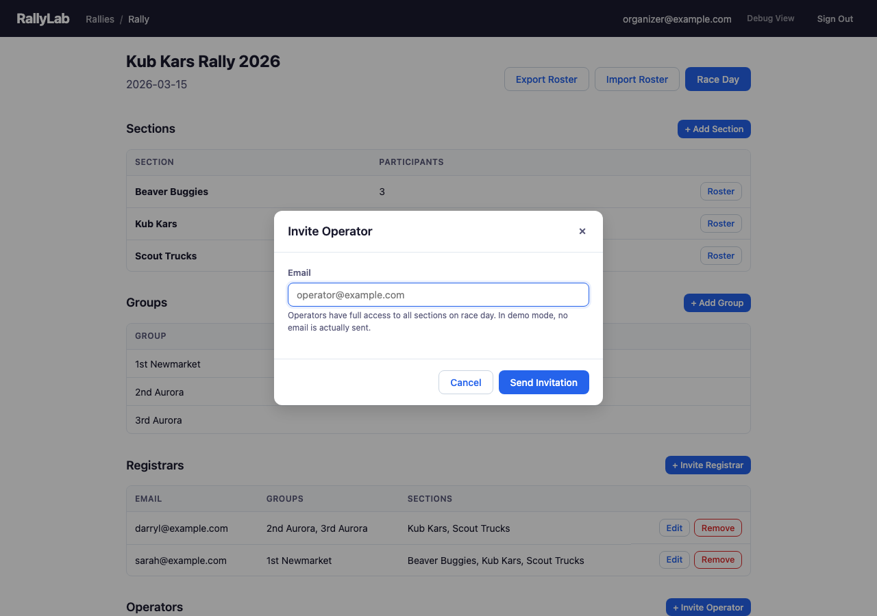 Invite Operator Dialog