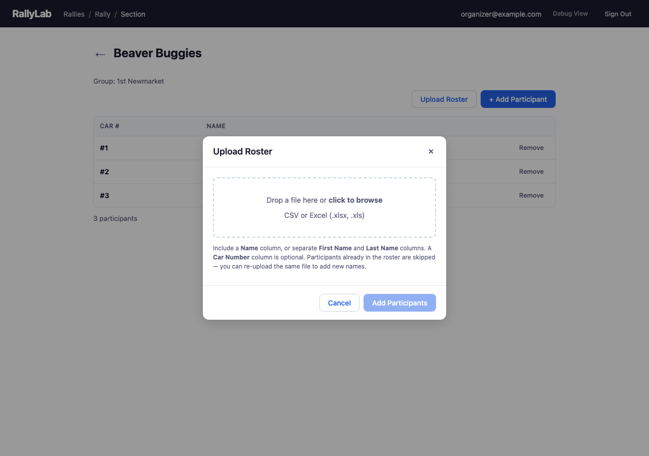 Upload Roster Dialog