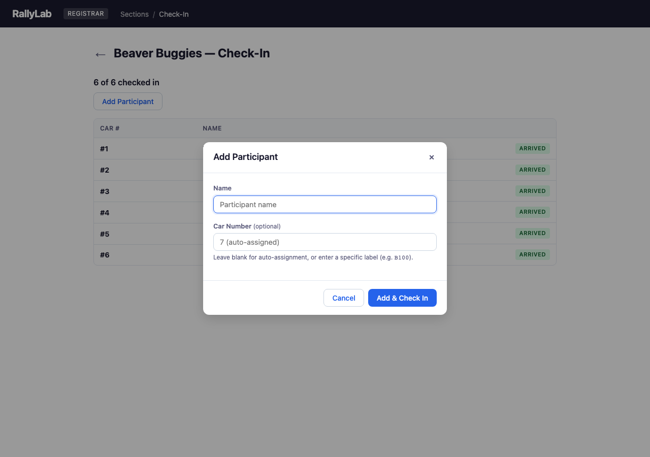 Registrar Add Participant Dialog